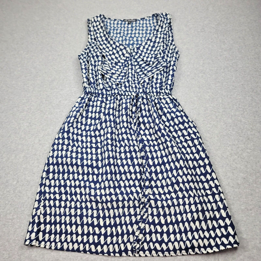 BeBop Dress Blue White Geometric Sleeveless Short Length Womens Small Pockets